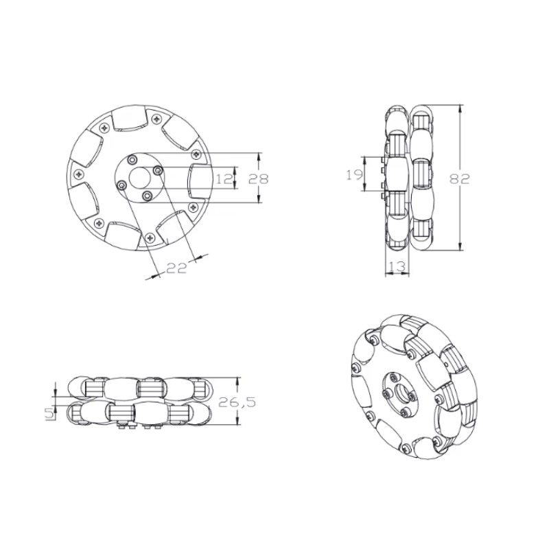 Roue omnidirectionnelle en mét - Robot Wheel avis et prix